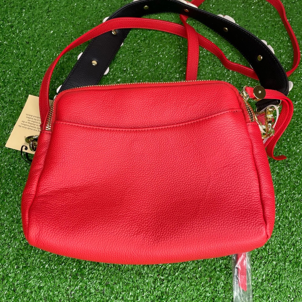 Emma Fox Red Leather Ruffle Satchel - Picture 4 of 9